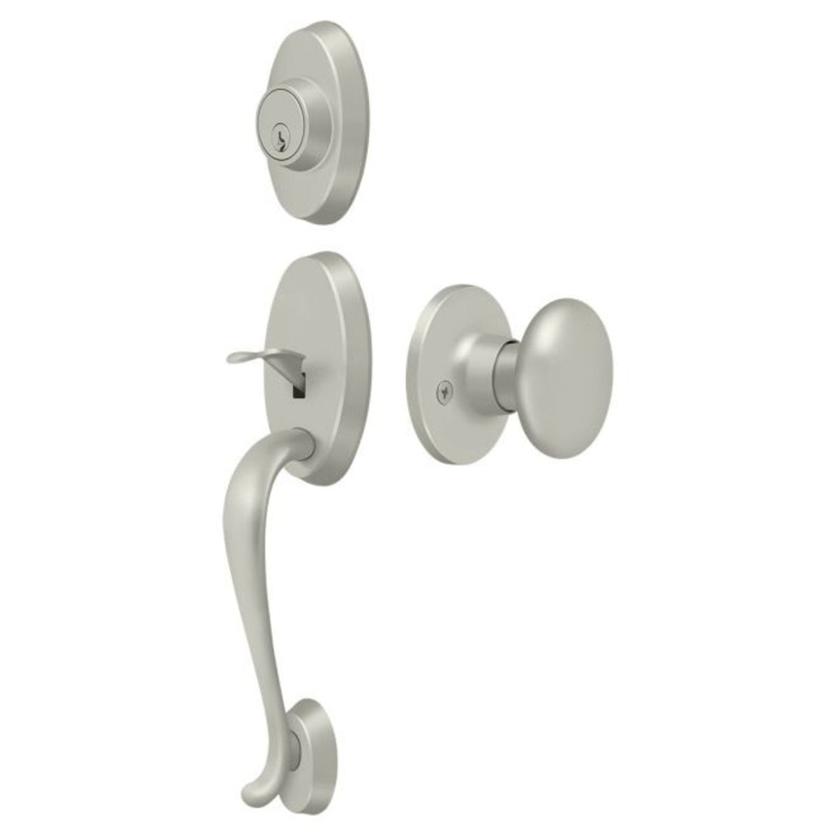 Deltana PRRHRKU15 Riversdale Handleset With Round Knob Entry, Satin Nickel