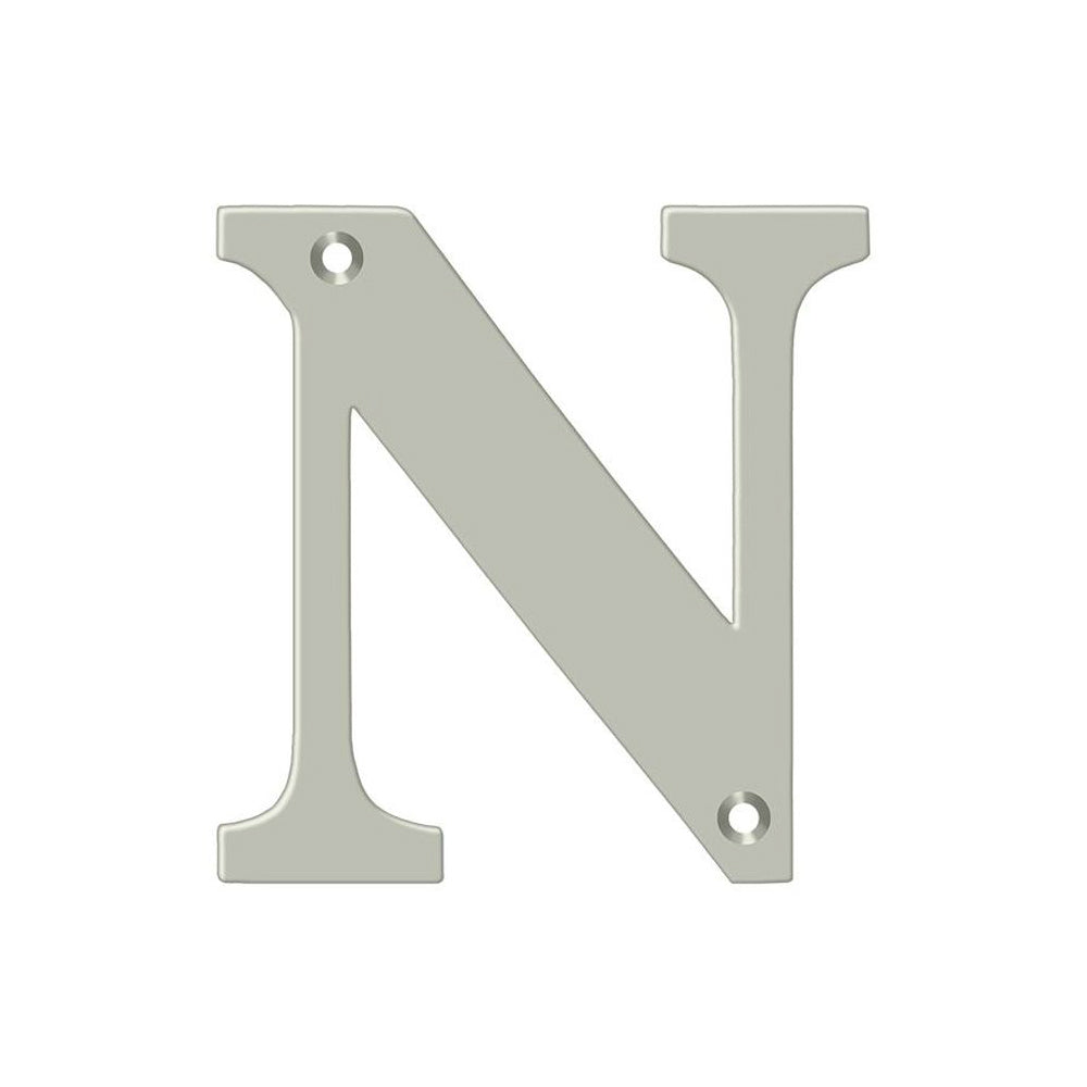 Deltana RL4N-15 Residential Letter N, Brushed Nickel, 4"