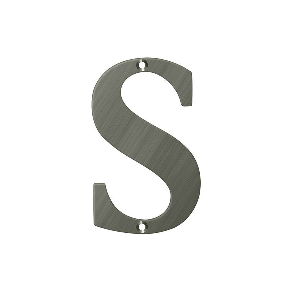 Deltana RL4S-15A Residential Letter S, Antique Nickel, 4"