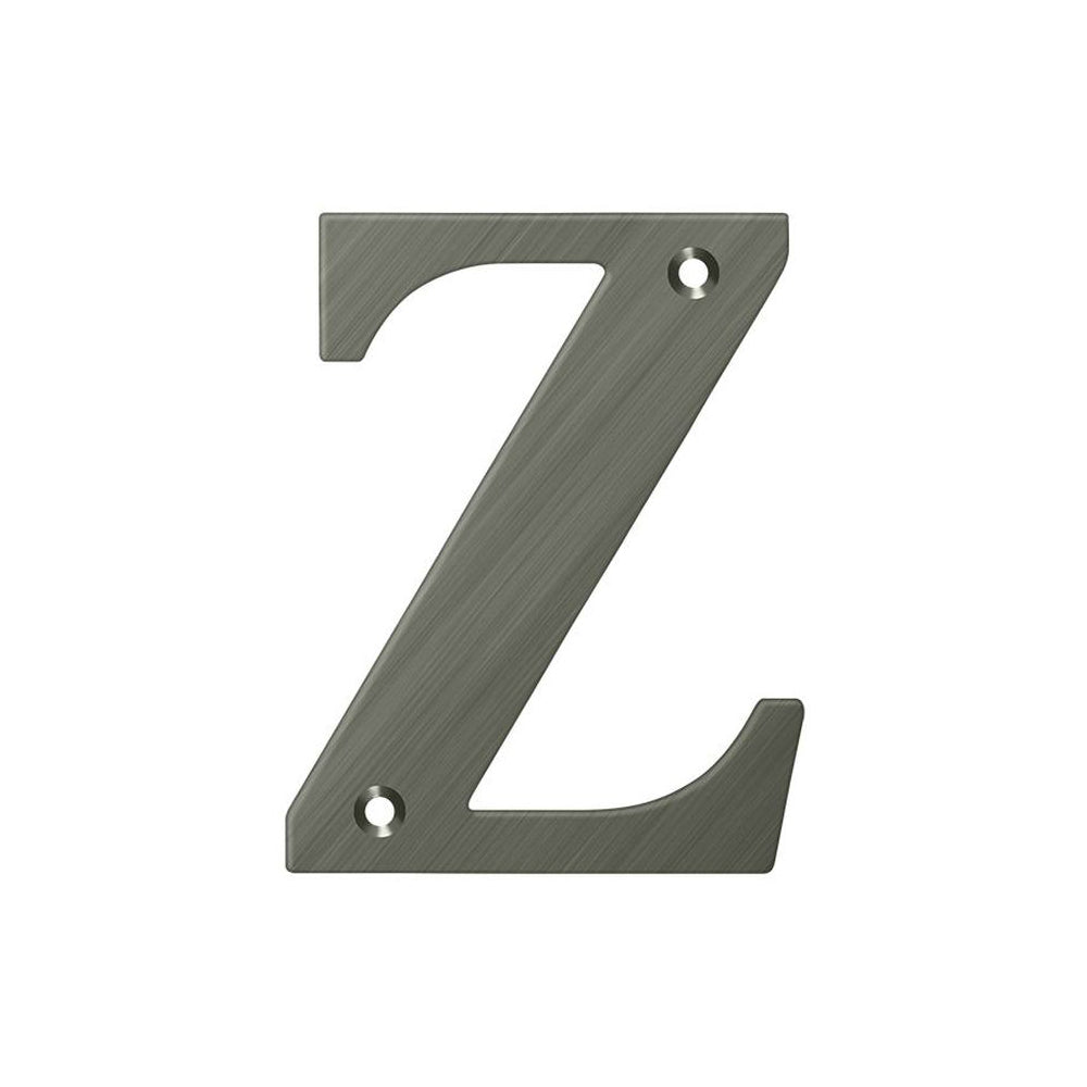 Deltana RL4Z-15A Residential Letter Z, Antique Nickel, 4"