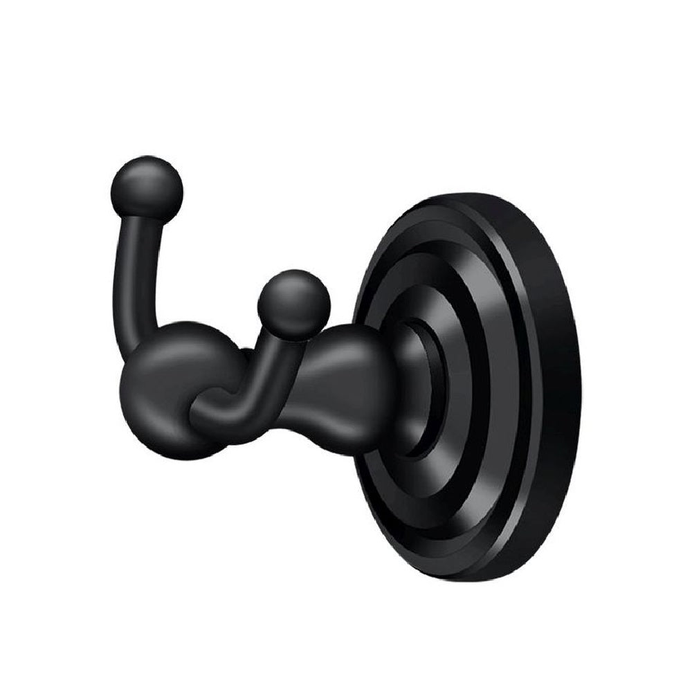 Deltana R2010-U19 Double Robe Hook, R-Series, Black