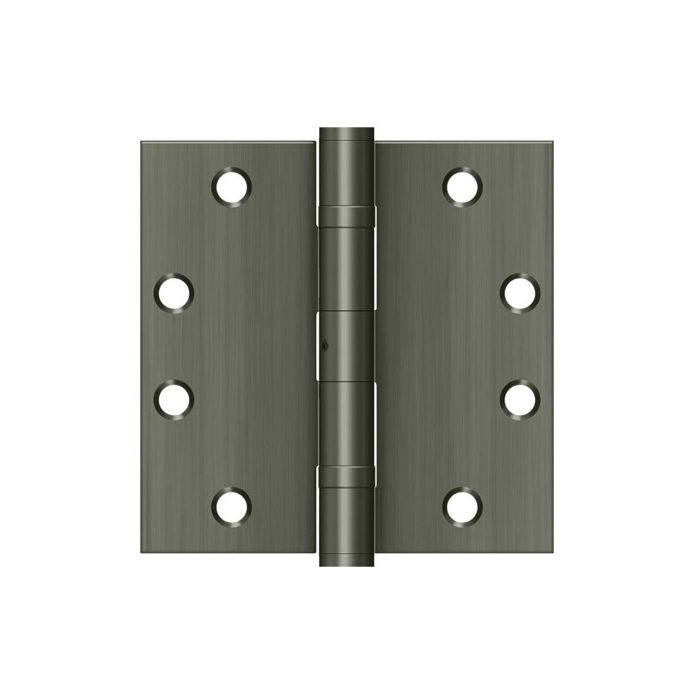 Deltana S45BBNU15A Ball Bearing Square Door Hinge, Antique Nickel, 4-1/2" x 4-1/2"