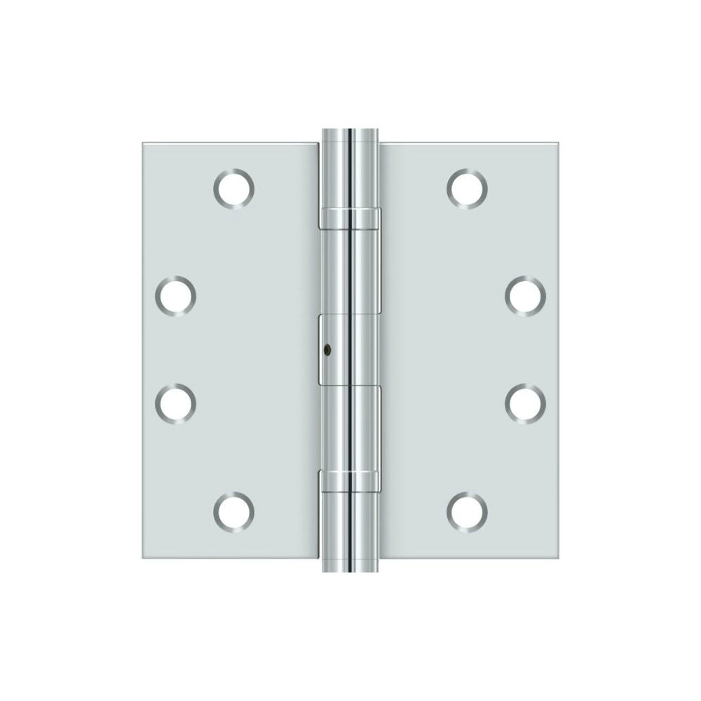 Deltana S45BBNU26 Ball Bearing Square Door Hinge, Polished Chrome, 4-1/2" x 4-1/2"