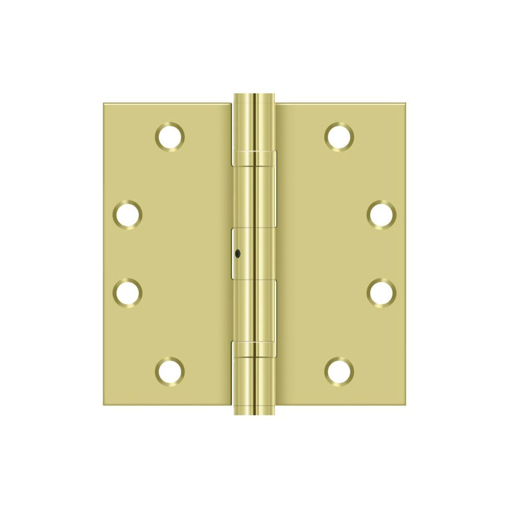 Deltana S45BBNU3 Ball Bearing Square Door Hinge, Bright Brass, 4-1/2" x 4-1/2"