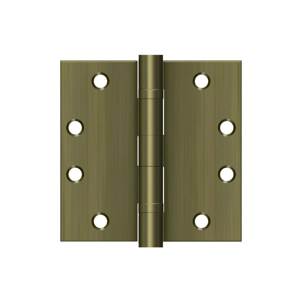 Deltana S45BBU5 Ball Bearing Square Door Hinge, Antique Brass, 4-1/2" x 4-1/2"