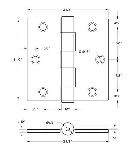 Deltana S35HDUSPW Square Door Hinge, Prime Coat White, 3-1/2" x 3-1/2"