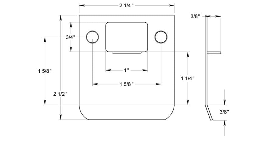 Deltana SPE250U26D Extended Lip Strike Plate, Satin Chrome, 2-1/2"