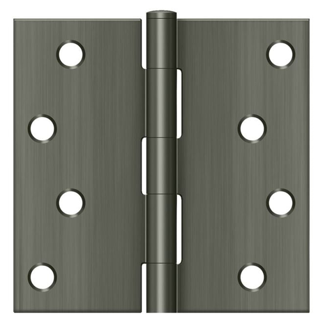 Deltana S44U15A-R Square Door Hinge, Antique Nickel, 4" x 4"