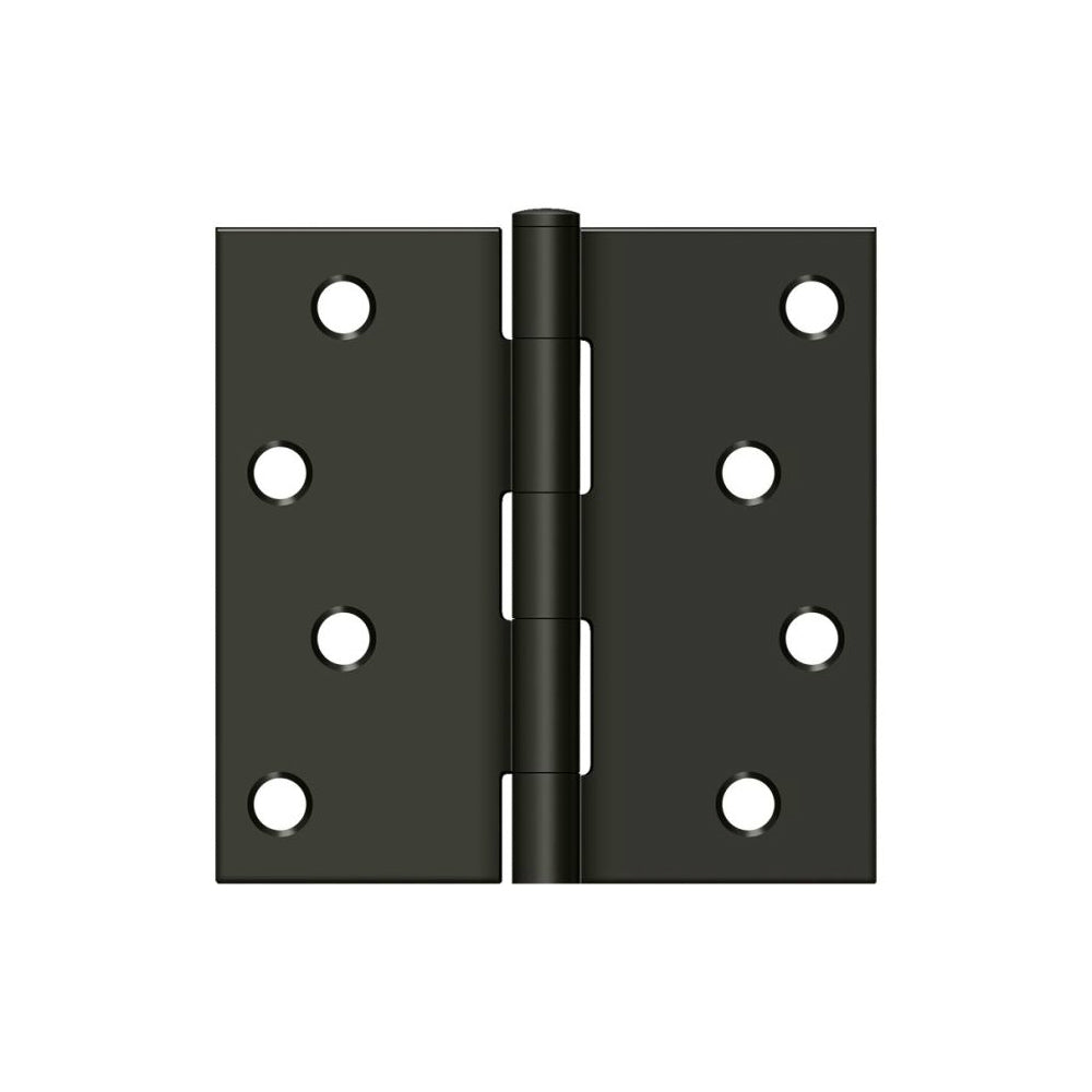 Deltana S44U10B-R Square Door Hinge, Oil Rubbed Bronze, 4" x 4"