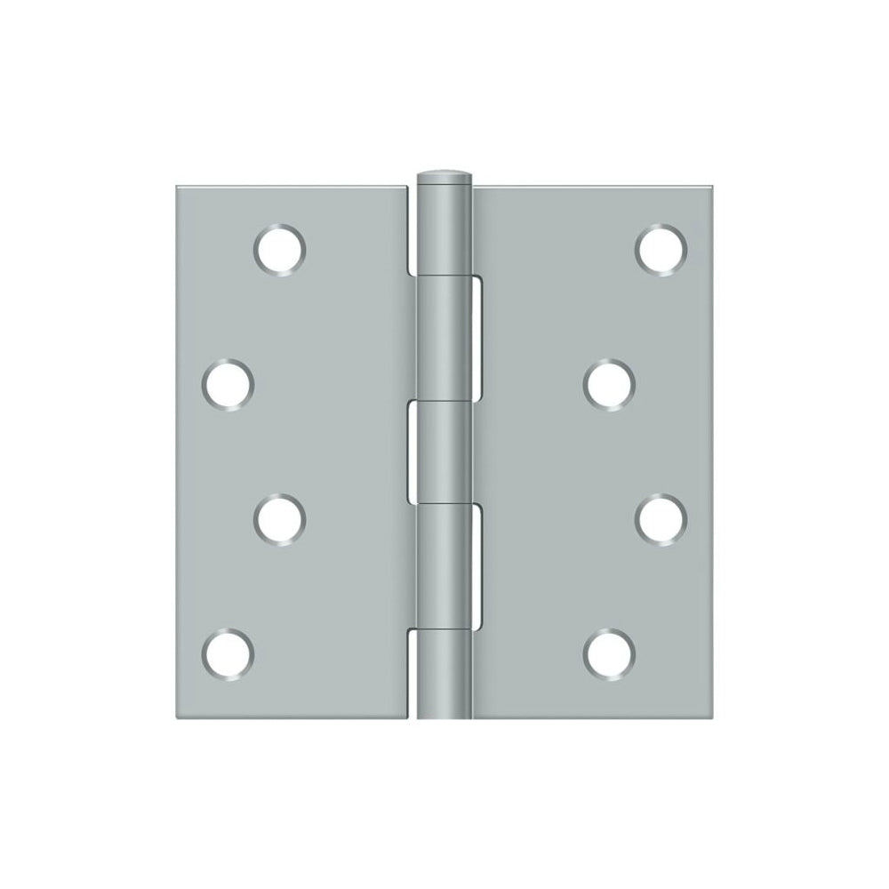 Deltana S44U26D-R Square Door Hinge, Brushed Chrome, 4" x 4"