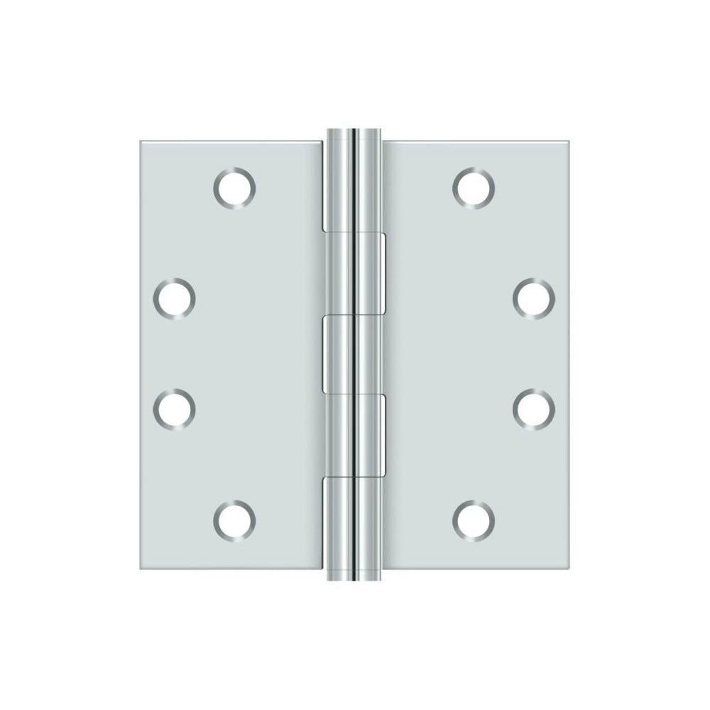Deltana S45U26 Heavy Duty Square Door Hinge, Polished Chrome, 4-1/2" x 4-1/2"
