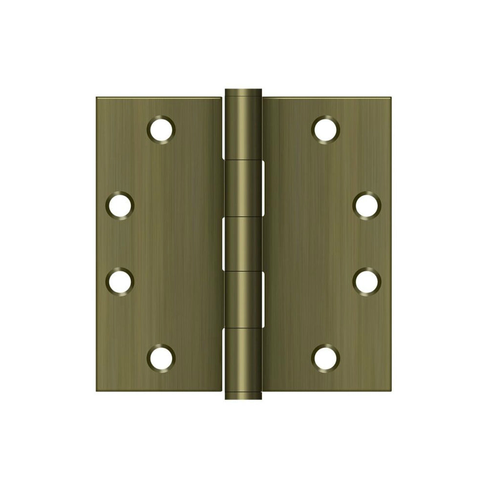 Deltana S45U5 Heavy Duty Square Door Hinge, Antique Brass, 4-1/2" x 4-1/2"