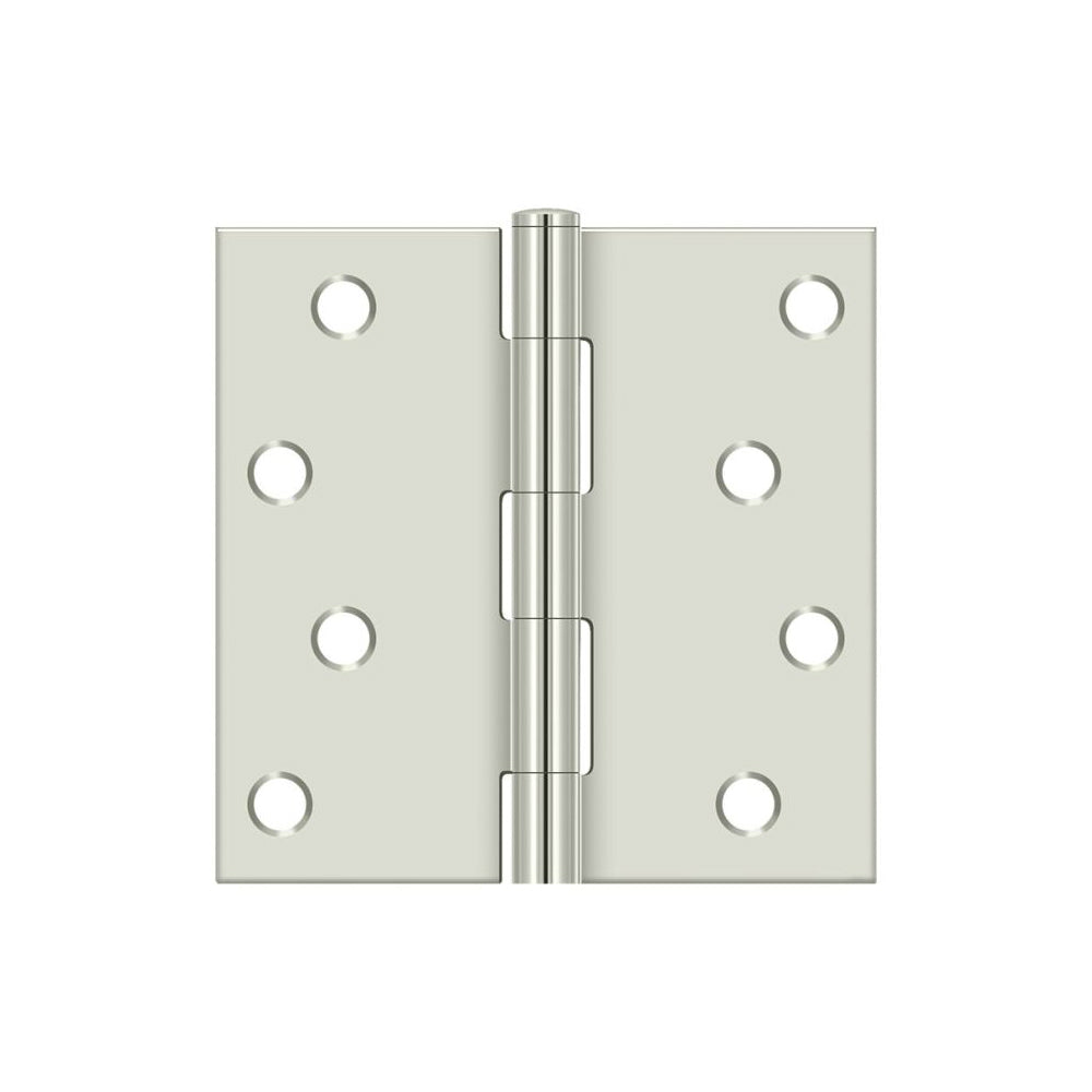 Deltana S44U14-R Square Door Hinge, Polished Nickel, 4" x 4"