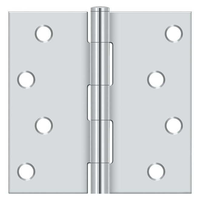 Deltana S44U26-R Square Door Hinge, Polished Chrome, 4" x 4"