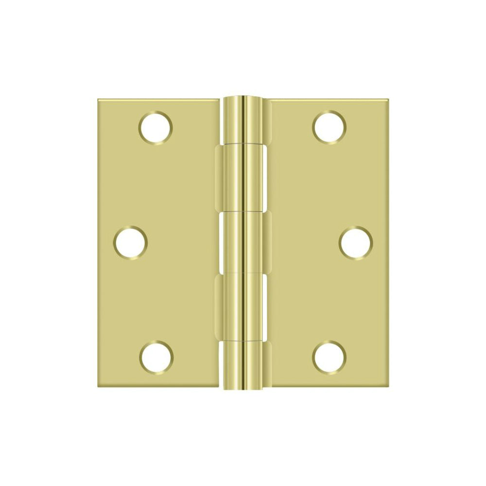 Deltana S33U3-R Square Door Hinge, Polished Brass, 3" x 3"