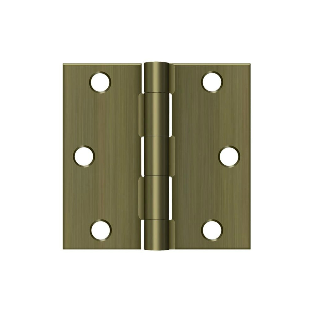 Deltana S33U5-R Square Door Hinge, Antique Brass, 3" x 3"