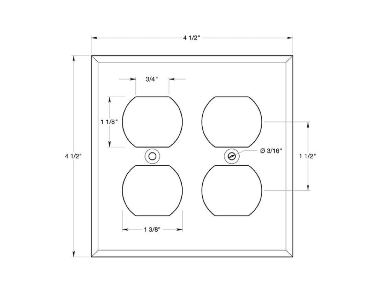 Deltana SWP4771CR003 Quadruple Outlet Switch Plate, Lifetime Brass