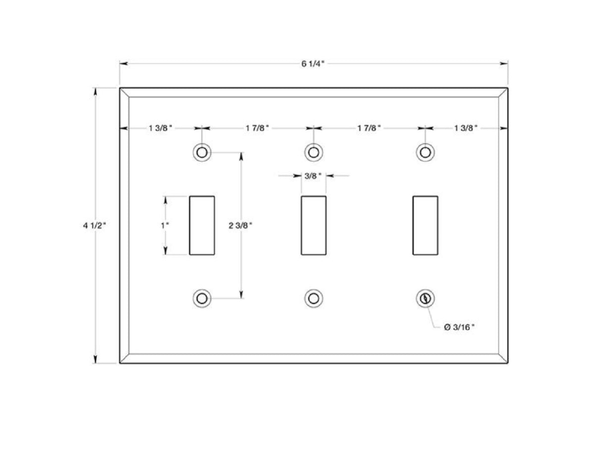 Deltana SWP4763CR003 Triple Standard Switch Plate, Lifetime Brass