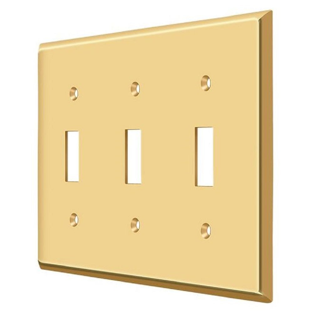 Deltana SWP4763CR003 Triple Standard Switch Plate, Lifetime Brass