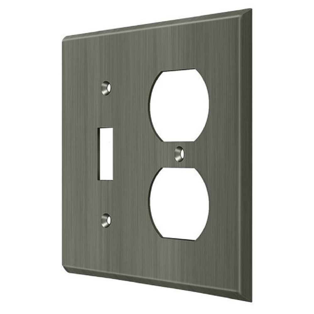 Deltana SWP4762U15A Double Outlet Switch Plate, Antique Nickel