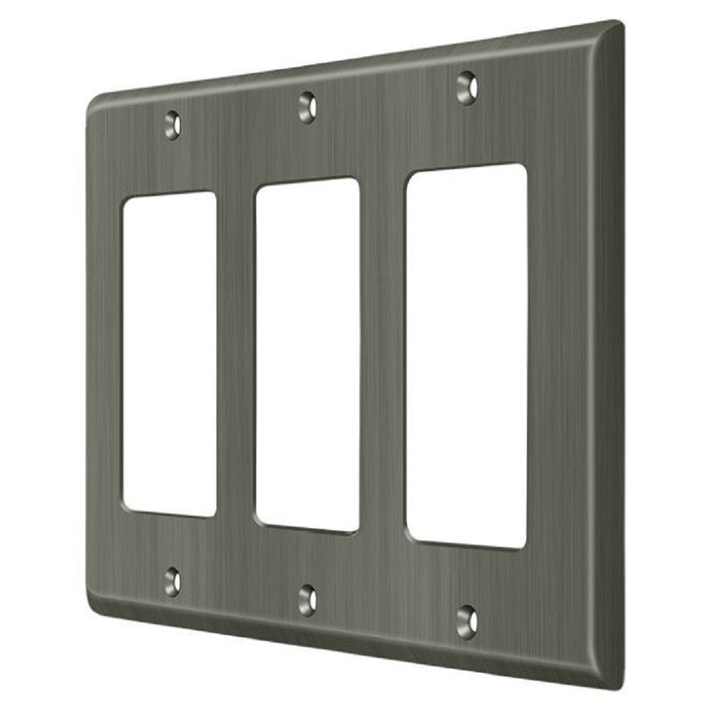 Deltana SWP4740U15A Triple Rocker Switch Plate, Antique Nickel