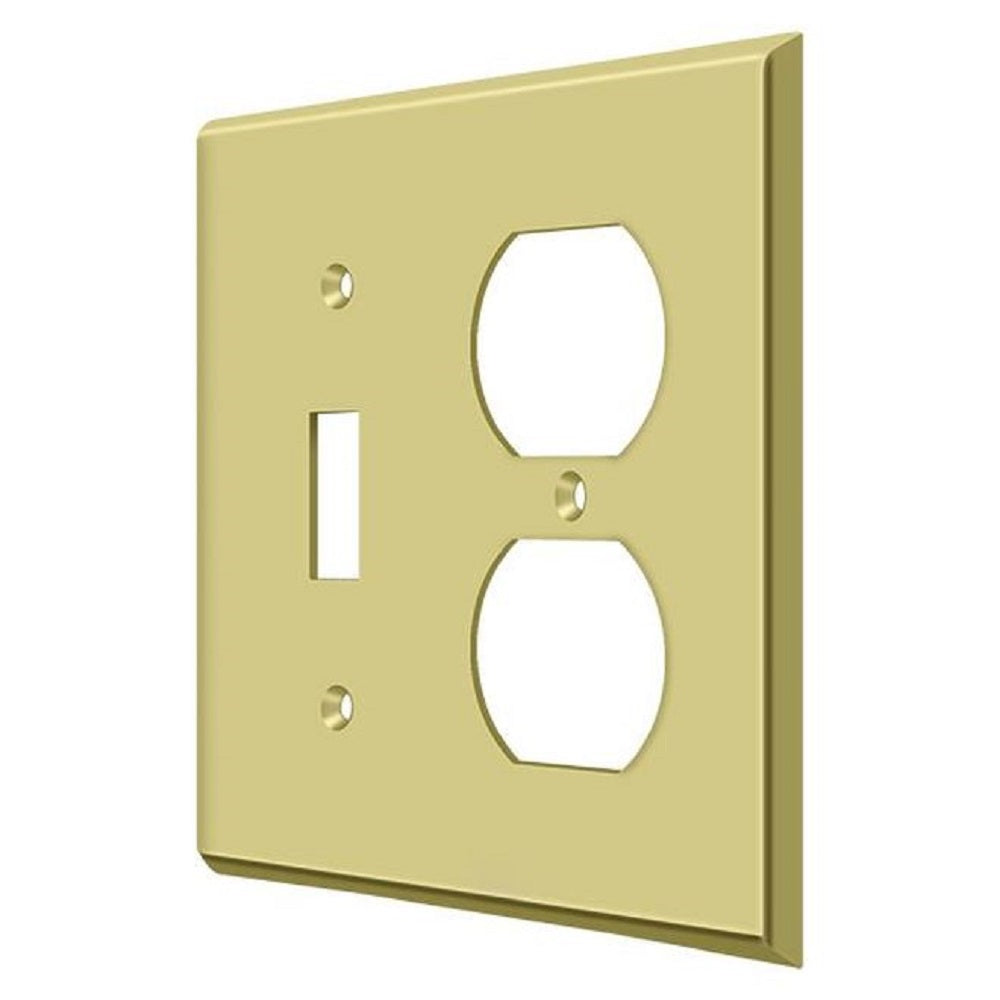 Deltana SWP4762U3 Double Outlet Switch Plate, Bright Brass