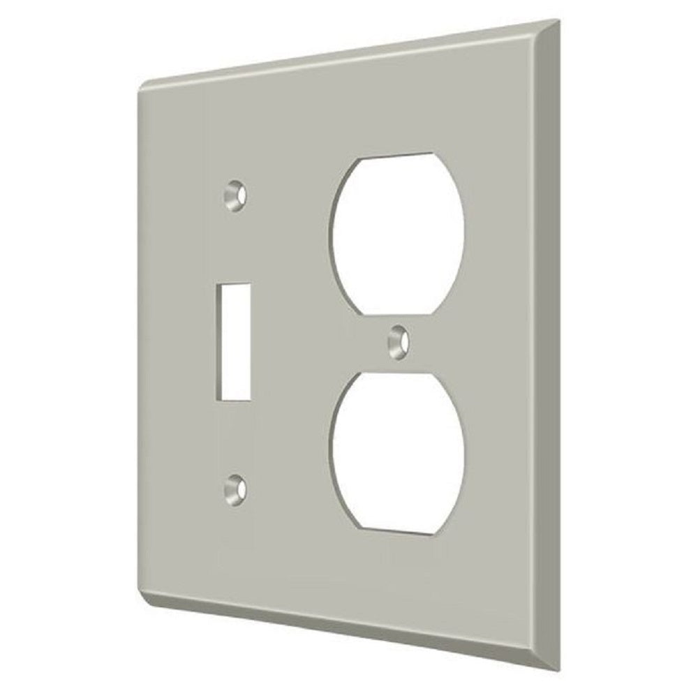 Deltana SWP4762U15 Double Outlet Switch Plate, Satin Nickel