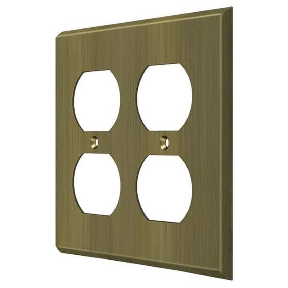 Deltana SWP4771U5 Quadruple Outlet Switch Plate, Antique Brass
