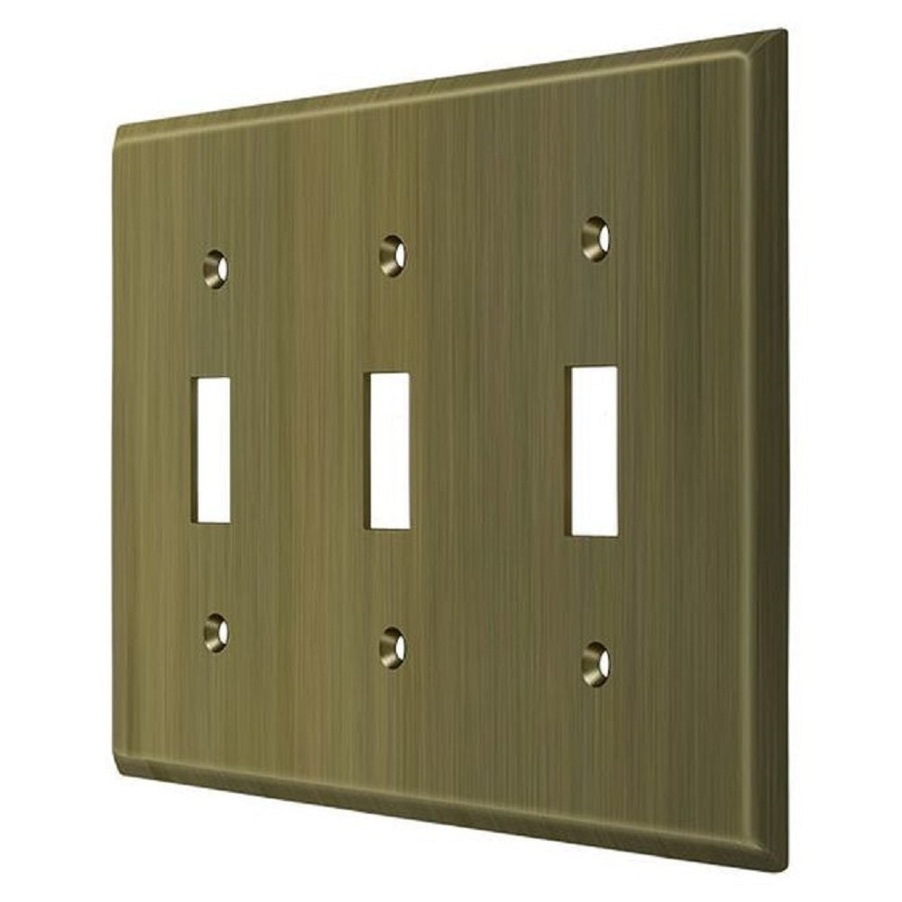 Deltana SWP4763U5 Triple Standard Switch Plate, Antique Brass