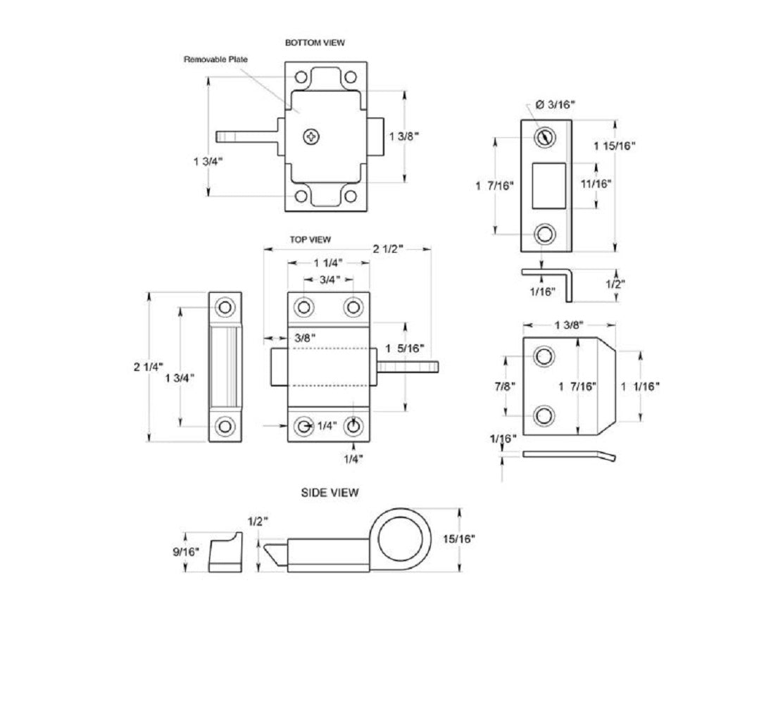 Deltana TC80U26D Transom Catch, Satin Chrome, 1-5/8" x 2-1/4"