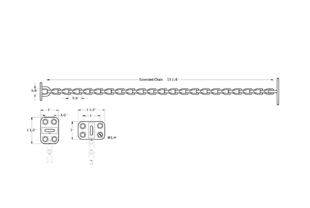 Deltana TC82U3 Door Guards and Chain, Satin Nickel, 12"