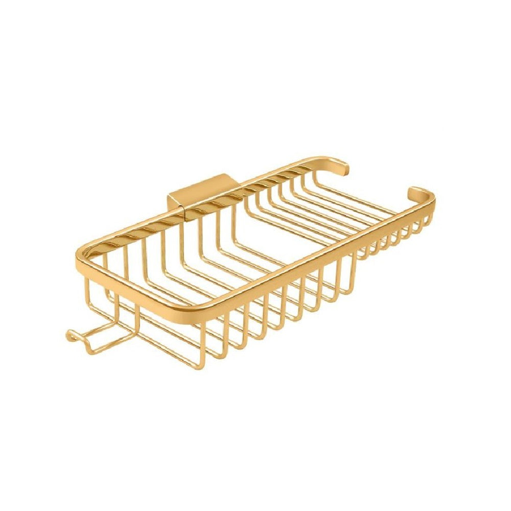 Deltana WBR1051HCR003 Rectangular Wire Basket with Hook, 10", Lifetime Brass