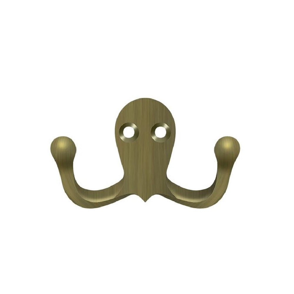 Deltana WDH15U5 Coat and Hat Double Hook, Antique Brass