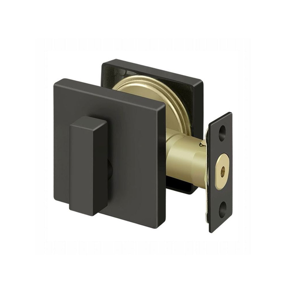 Deltana ZDSU10B Single Cylinder Deadbolt with Square Rosette, Oil Rubbed Bronze