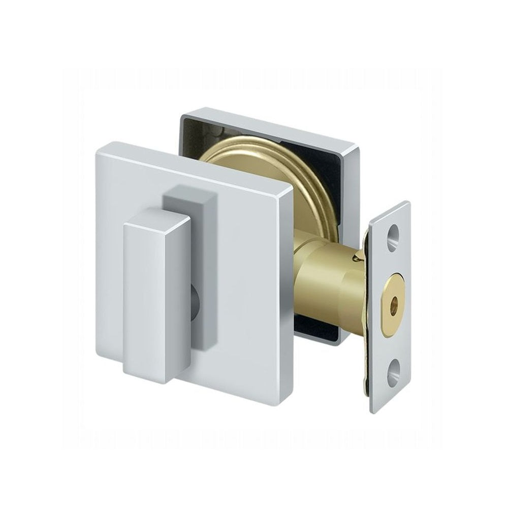 Deltana ZDSU26 Single Cylinder Deadbolt with Square Rosette, Polished Chrome