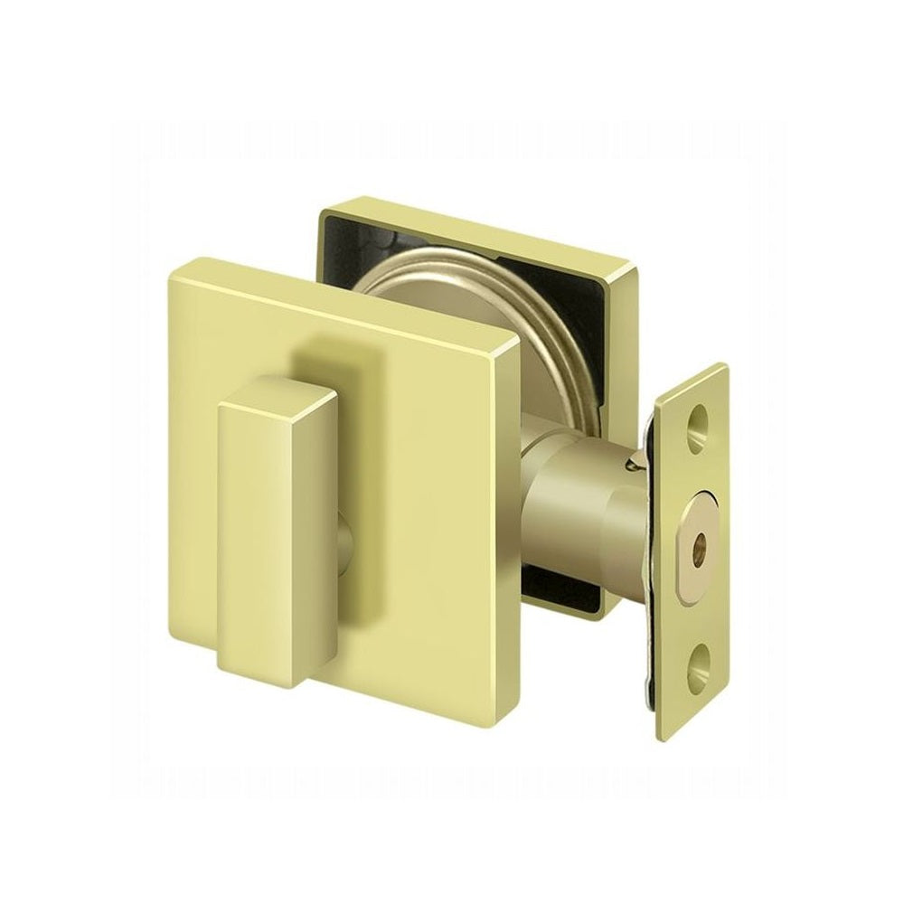 Deltana ZDSU3 Single Cylinder Deadbolt with Square Rosette, Polished Brass