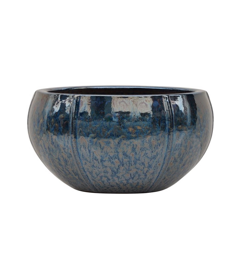 Deroma 32666AA Fiona Low Planter, Ceramic, Blue