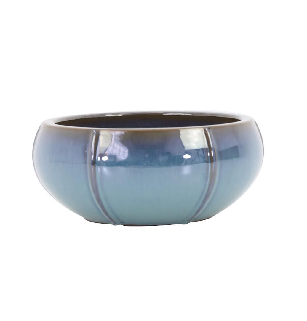 Deroma 32666JA Fiona Low Planter, Ceramic, Light Blue