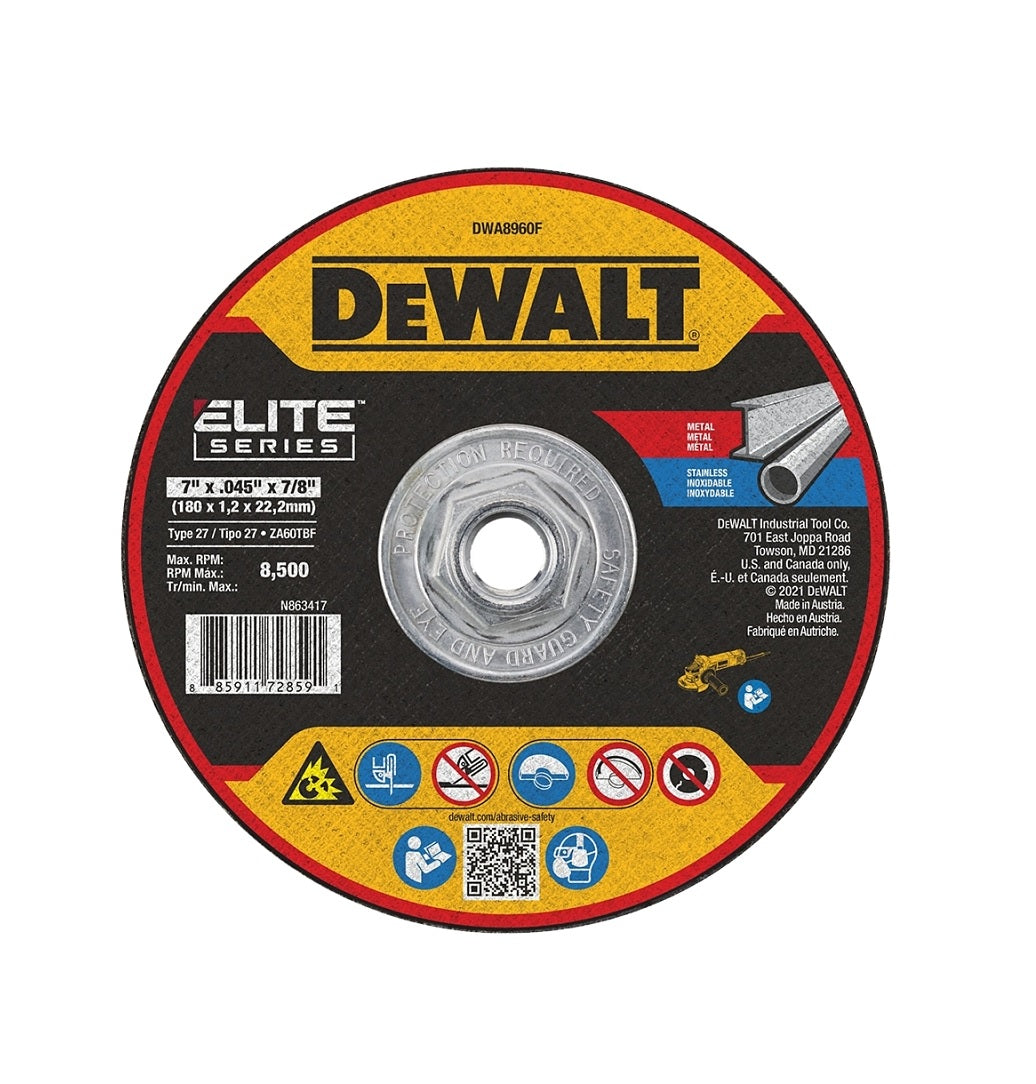 Dewalt DWA8960F Cutting Wheel, Zirconia Alumina, 60 Grit