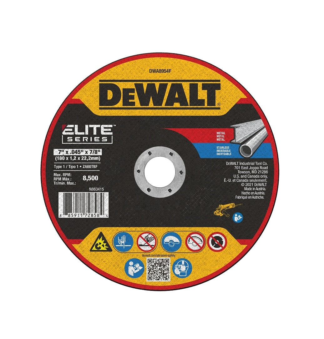 Dewalt DWA8954F Cutting Wheel, Zirconia Alumina, 60 Grit