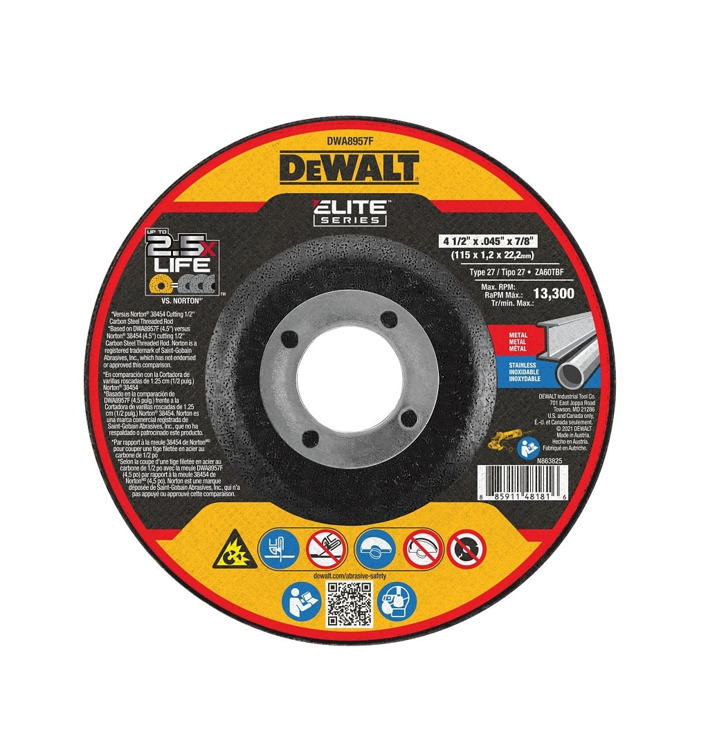 Dewalt DWA8957F Cutting Wheel, Ceramic, 7/8 Inch