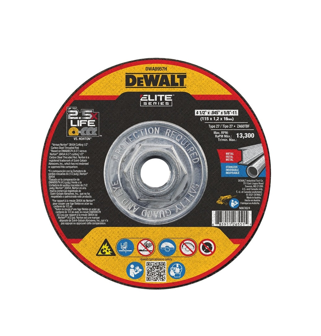 Dewalt DWA8957H Cutting Wheel, Ceramic, 46 Grit