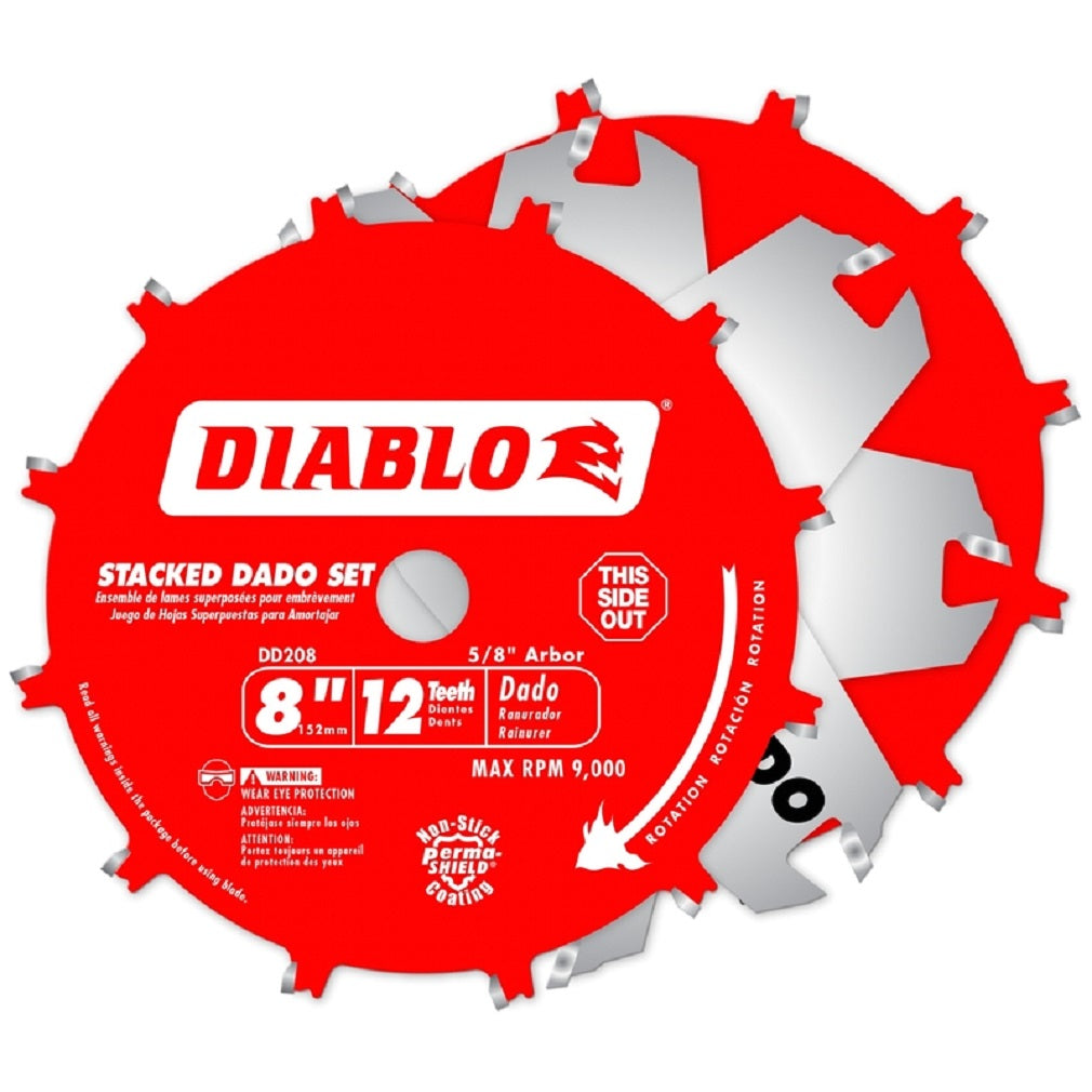 Diablo DD208H Stacked Dado Saw Blade Set, Carbide, 8 Inch