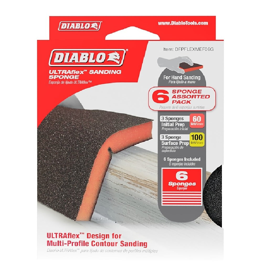 Diablo DFPFLEXMEF06G ULTRAflex Sanding Sponge, Assorted Pack
