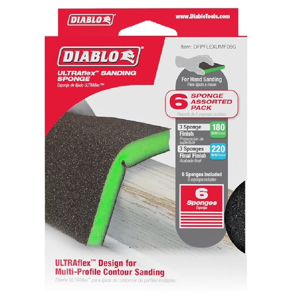 Diablo DFPFLEXUMF06G ULTRAflex Sanding Sponge, Assorted Pack
