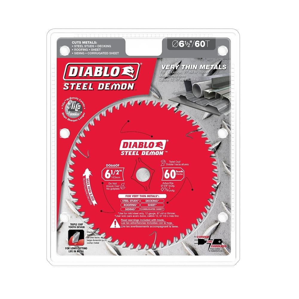 Diablo D0660F Steel Demon Saw Blade, 6-1/2 Inch