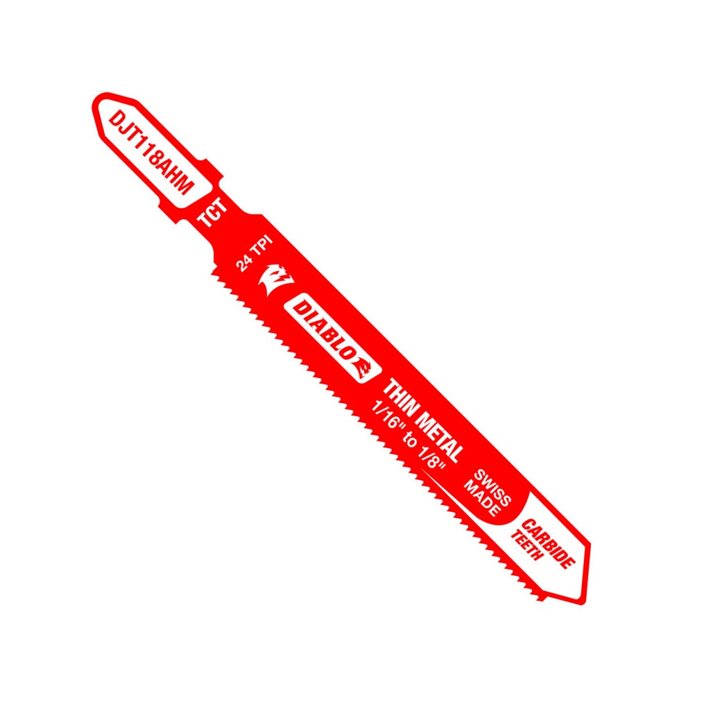 Diablo DJT118AHM Carbide T-Shank Jig Saw Blade for Thin Metal, 3-1/4 in. 24 TPI