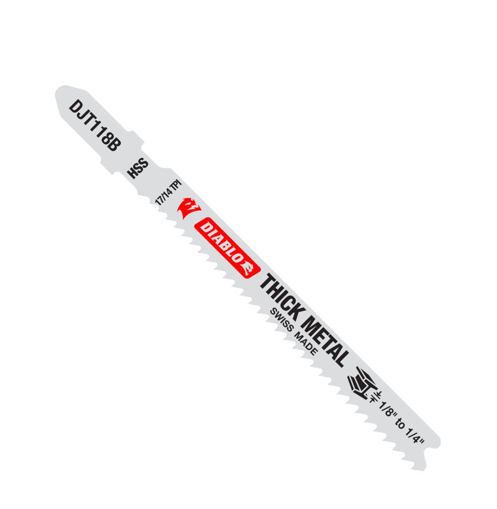 Diablo DJT118B5 High Speed Steel T-Shank Jig Saw Blades for Thick Metal, 3-5/8 in, 17/14 TPI