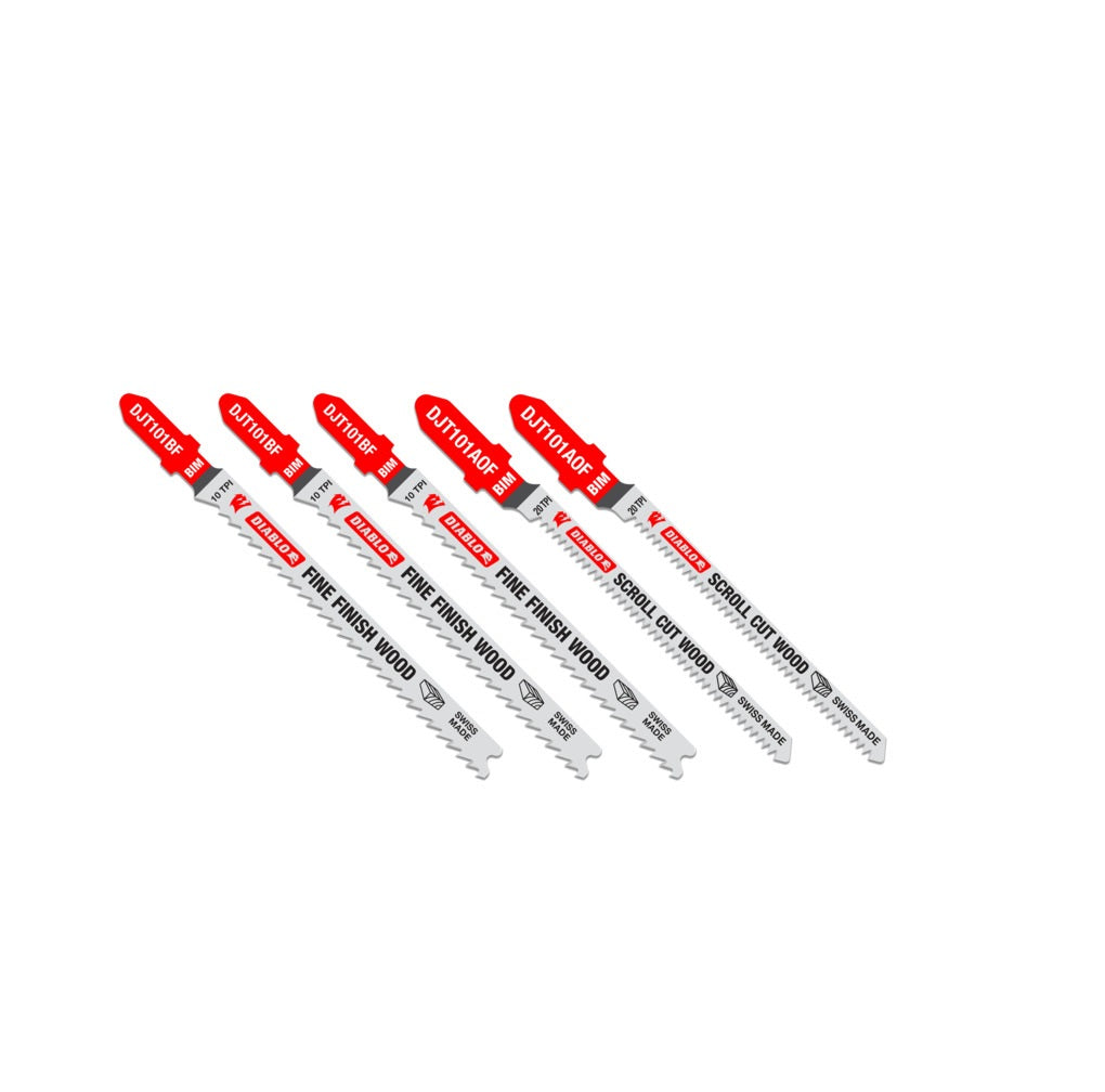 Diablo DJT505 Bi-Metal T-Shank Jig Saw Blade Set, 5 Pieces