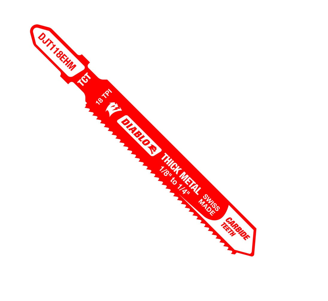 Diablo DJT118EHM Carbide T-Shank Jig Saw Blade for Thick Metal, 3-1/4 in, 18 TPI